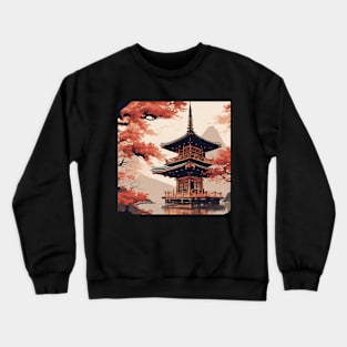 japanese pagoda with cheery blossom Crewneck Sweatshirt